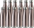 MEWAY 17oz Sport Water Bottle 12 Pack Vacuum Insulated Stainless Steel Leak-Proof Double Wall Cola Shape Water Bottle,Keep Drinks Hot & Cold (Rose Gold,12 Pack)