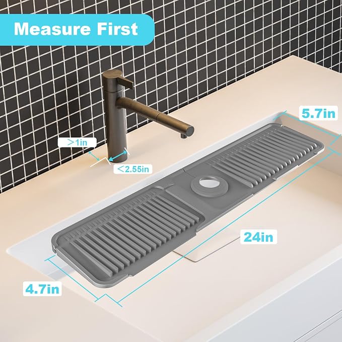 Folding sink splash guard behind faucet-faucet mat for kitchen sink-silicone kitchen faucet mat-faucet draining mat of sink accessories with button lock