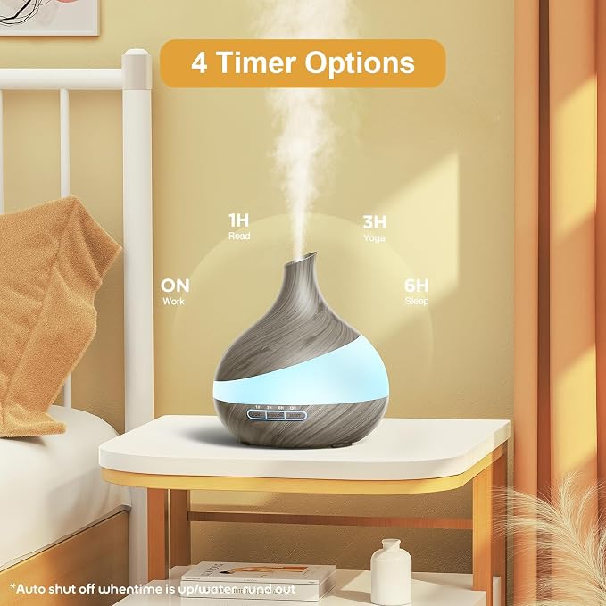 Essential Oil Diffuser for Women: 500ml with 14 Color LED | Aromatherapy Diffuser with 2 Mist Levels - Ideal for Bedroom, Office & Travel - Auto Shut-Off for Safe Sleep