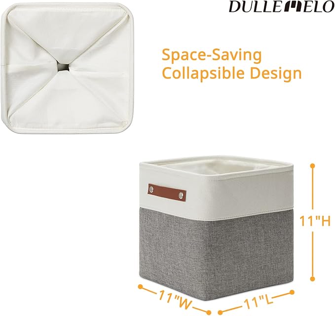 DULLEMELO 11 Inch Cube Storage Bins Fabric Storage Cubes 4 Pack Foldable Cube Storage Baskets for Cube Organizer, Cube Storage Organizer Bins for Home Office Organizer Closet, Shelves, Toy, Nursery