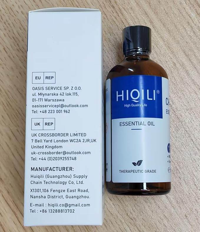 HIQILI Chamomile Essential Oil for Skin & Hair, Diffuser, DIY Candles | Can be Used for Skin and Hair, Keeping Space Fresh, Relaxing, Well with Base Materials to Soaps and More -100ml / 3.38 fl oz