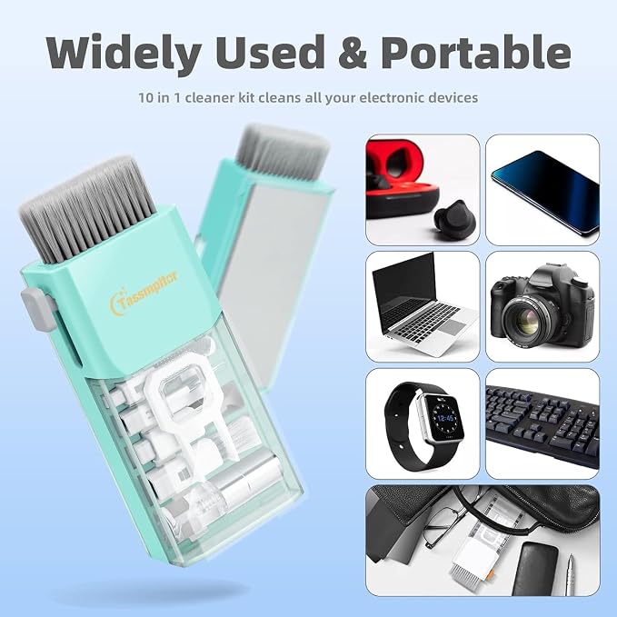 Keyboard Cleaner & Laptop Cleaning Kit for Computer Screen, TiffanyBlue | High-density Soft brush, Screen Cleaner Spray,2mm Thicken Large Microfiber Polishing Cloth,Metal Pen Tip,Flocking Sponge