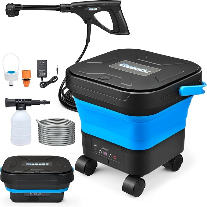 Portable Car Washer Cordless with 3.4-Gallon Tank, 6-in-1 Nozzle, 7 Adjustable Settings, Max 1200 PSI, for Outdoor Home Cleaning, Pet Showers, Patio& Garenden Irritating and Camping