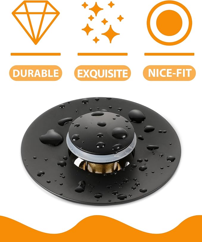 Tgosomt Bathroom Sink Stopper, Bathroom Sink Drain Strainer, Revolutionary Bathroom Accessories and Essentials (Matte Black)