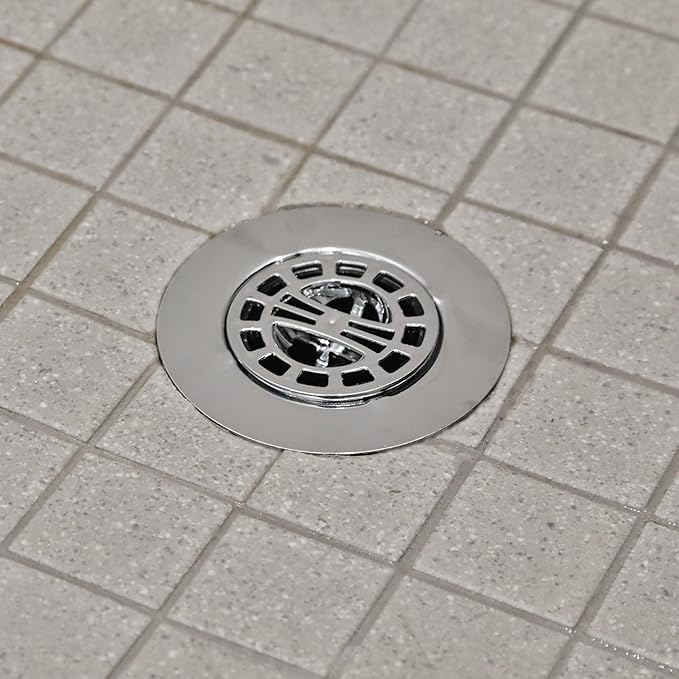 Danco Snap-in Shower Drain Cover with in-Drain Hair Catcher, 4-1/4" Round, Chrome Strainer, (10529)
