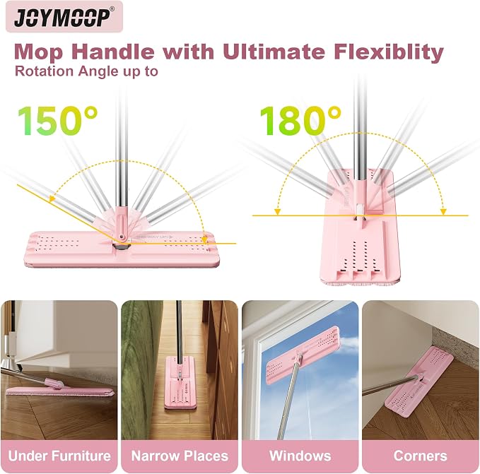 JOYMOOP 13" Microfiber Flat Mop Head Replacement for Floor Mop, Pink, 1 Pack