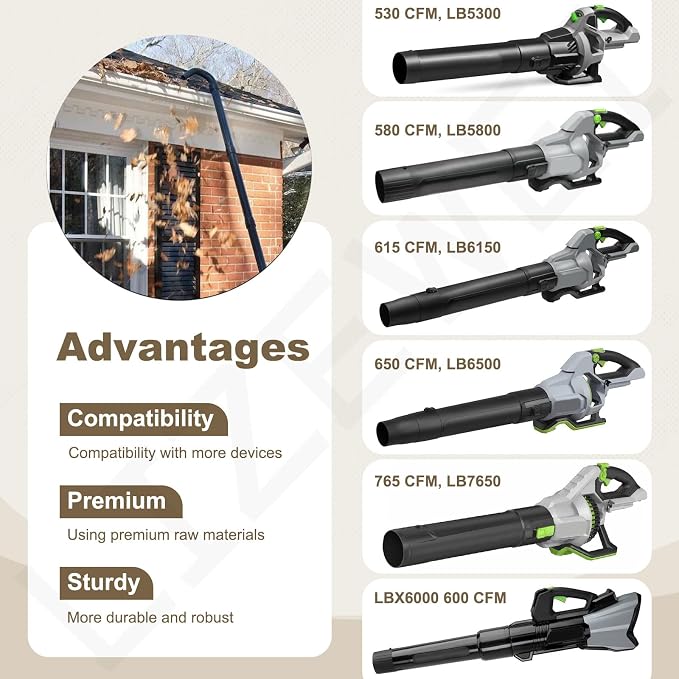Gutter Cleaning Attachment Replaces AGC1000 Cleaning Kit & Mounting Bracket Kit for EGO 530CFM 580CFM 575CFM 650CFM 615CFM LBX6000, W/Battery Holders - Easily Clear Leaves And Debris From Gutters