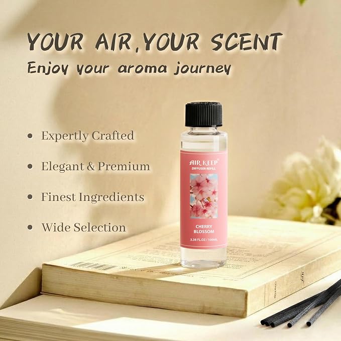 Reed Diffuser Oil Refill/Cherry Blossom/3.38 oz/1 Pack/Air Freshener & Aromatherapy Essential Oil Blend for Home Fragrance – Scented Refill Oil for Bathroom, Bedroom & Home Decor