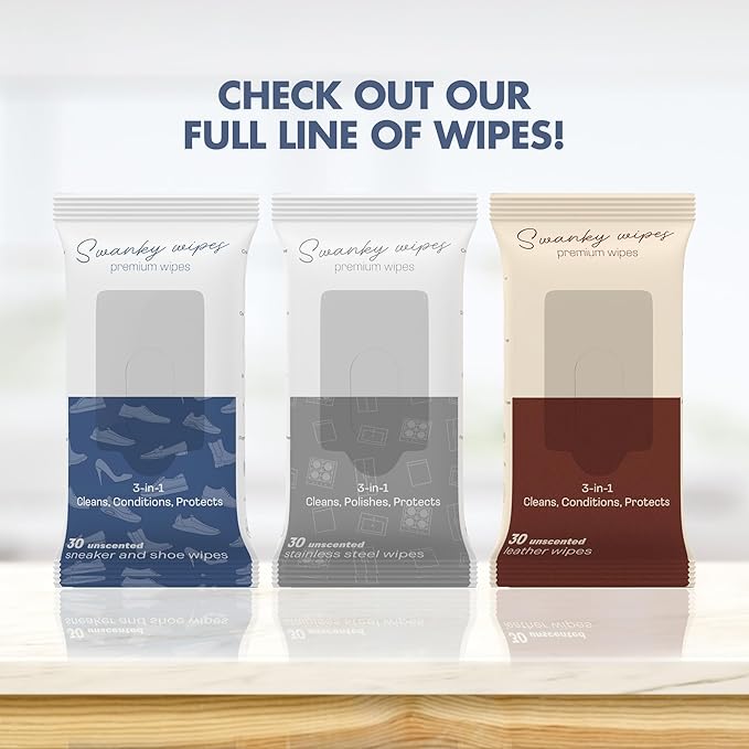 Swanky Shoe Cleaner Wipes - Leather and Sneaker Cleaner, Removes Dirt, Grime and Stains, Quick & Easy Shoe Sole and Boot Cleaning Wipes, Essential Shoe Cleaning Supplies - Soft Wipes, 30 Count