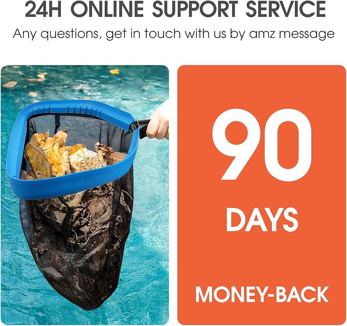 Pool Skimmer Net for Pool Cleaning, Heavy Duty Pool Net Skimmer with Fine Mesh & Deep Bag, Aluminum Frame Pool Leaf Net for Above Ground & In-Ground Pools, Pond Cleaning Leaf Rake Net (No Pole)