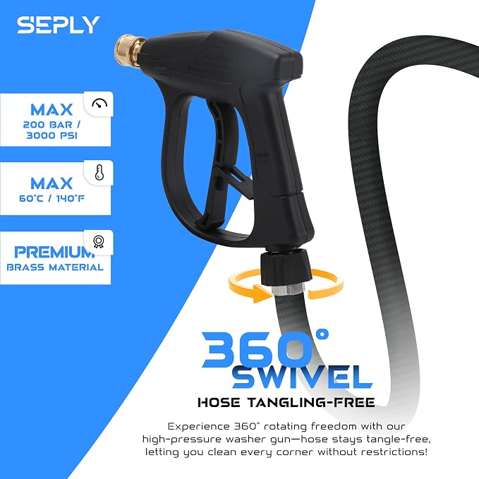Sewer Jetter Kit for Pressure Washer 100 FT, Drain Cleaner Hose with Power Washer Gun, 1/4 Inch NPT Corner, Rotating and Button Nose Sewer Jetting Nozzle,Waterproof Tape, Pearl Corsage Pin, Spanner