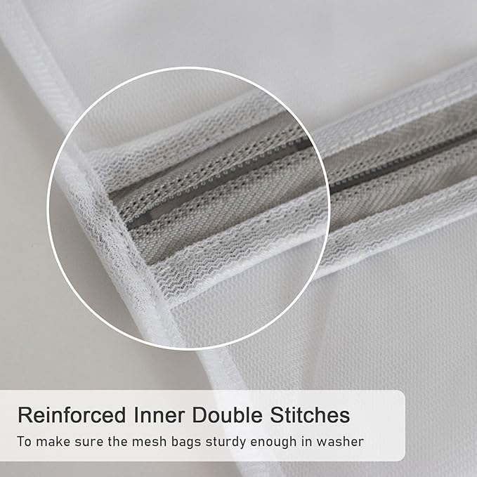 Polecasa 3Pcs 12 x 16 Inches Extra Durable Fine Mesh Laundry Bags with Sturdy Zipper for Delicates, Protect Clothes in Washing Machine, Laundry Room Essentials for College, Dorm (3 Medium)