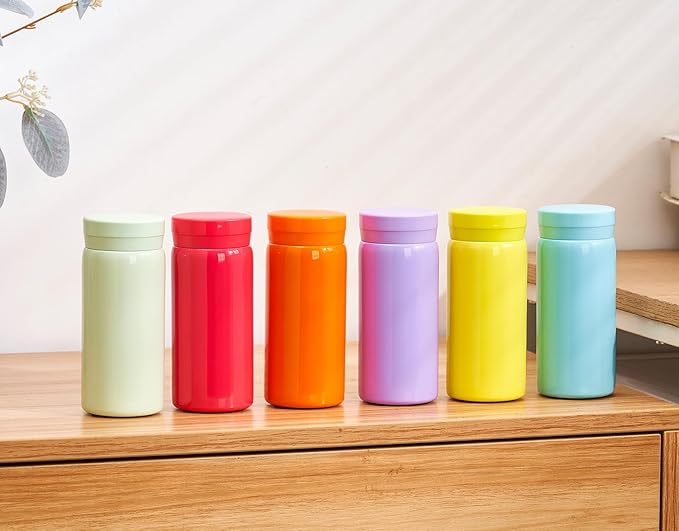 Mini Thermos Cute Water Bottle - 7 oz Tiny Insulated Vacuum 18/10 Stainless Steel Small Flask - Leak Proof & Spill Proof & Keeps Cold and Hot for Drink, Coffee, Tea - Purple