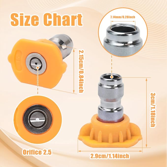 Pressure Washer Tips, 7 Pack Power Washer Nozzle Tips, 15 Degree Yellow, 1/4 Inch Quick Connect, 4000 PSI