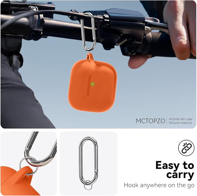 for AirPods 4 Case 2024 with Cleaner Kit & Keychain-Magnetic Orange | Silicone Protective Cover for Apple AirPods 4th Generation Case,for Women Men,One-Piece Design,Shockproof,Dust Proof,Magnetic