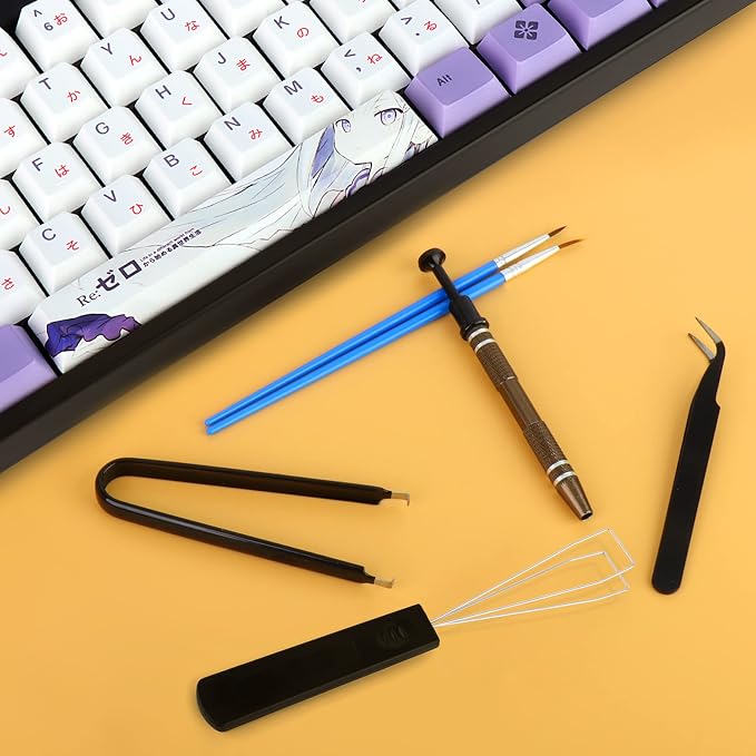 RUNJRX Keyboard Lube Kit with Tweezers,Keycap Puller,Switch Puller,4-Claw Grabber,Lube Pen for Custom Keyboard, Keyboard Lube Tools