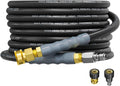 3/8" 4800PSI Pressure Washer Hose 25FT with Swivel Quick Connect for Cold/Hot Water Max 248°F, Kink Resistant Steel Wire Braided, Wear Resistant Power Washer Hose with M22 14mm Adapter