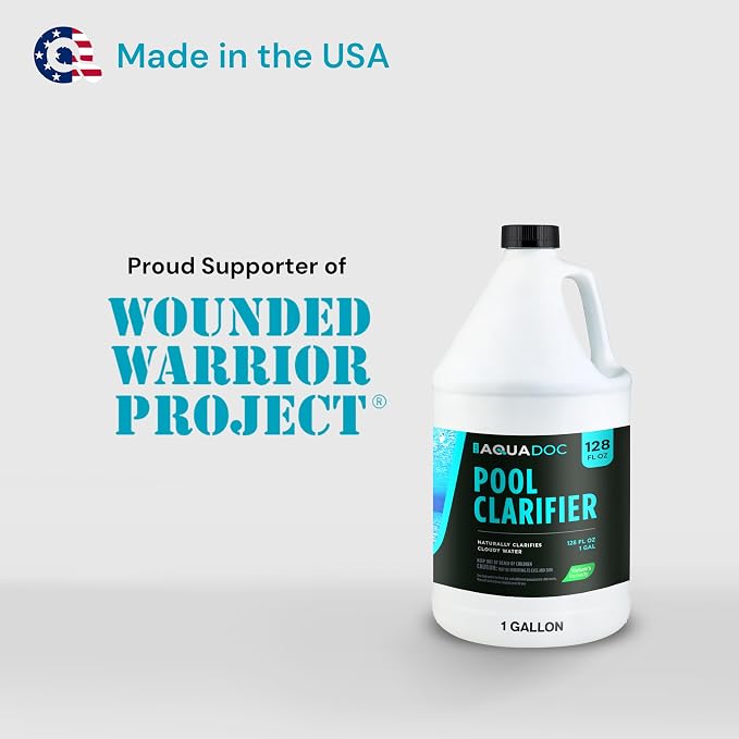 AquaDoc Pool Clarifier for Inground and Above Ground Pools - 128 oz - Chitosan Clarifier to Help Clear Cloudy Water, Reduce Residue and Support Filter Performance - Made in USA