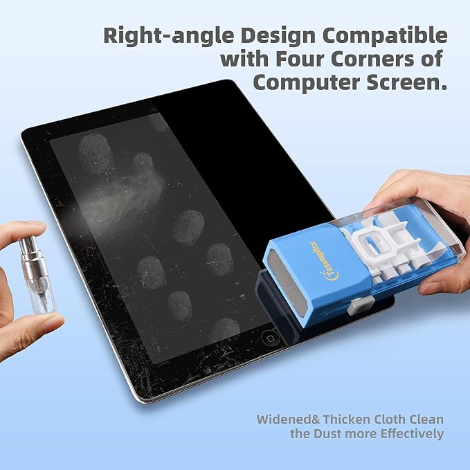 Keyboard Cleaner & Laptop Cleaning Kit for Computer Screen, SkyBlue | High-density Soft brush, Screen Cleaner Spray,2mm Thicken Large Microfiber Polishing Cloth,Metal Pen Tip,Flocking Sponge