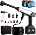 Cordless Pressure Washer Battery Powered,Portable Power Washer with 2pcs 4.5Ah Battery&Charger & 6-in-1 Nozzle (one Size)
