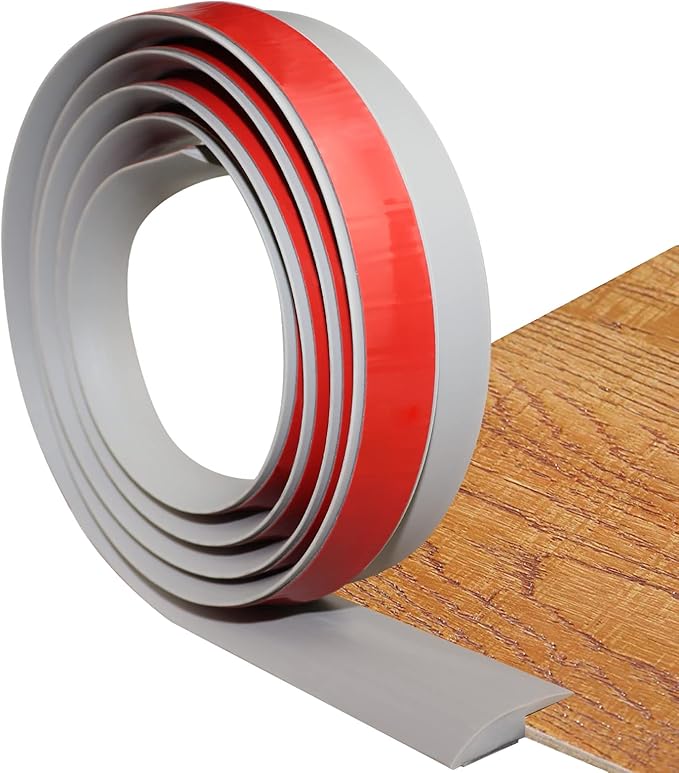 Floor Transition Strip Self Adhesive Carpet & Flooring Transitions Edging Trim Strip PVC Threshold Transitions Suitable for Threshold Height Less Than 5mm (6.56Ft, Gray)