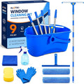 ALOTIKI 9Pcs Window Cleaning Kit with 3 Gal Cleaning Bucket & 81" Squeegee | Professional Window Washing Kit with Extension Pole, Squeegee and Scrubber, Window Cleaner Tool for Shower Glass & Commercial