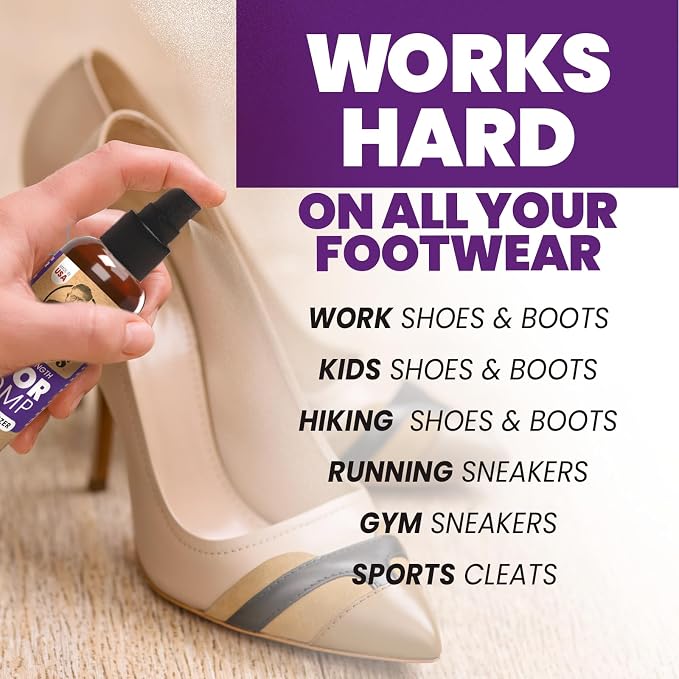 Uncle Todd's Shoe Deodorizer Spray - Proven & Powerful Enzyme Formula Spray for Shoe Odor Elimination in All Footwear (Midnight Rain)