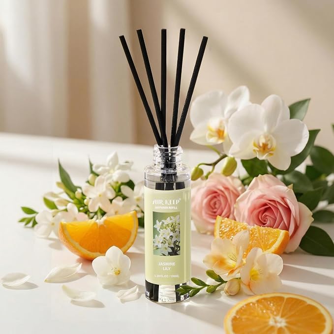 Reed Diffuser Oil Refill/Jasmine Lily/3.38 oz / 1 Pack/Air Freshener & Aromatherapy Essential Oil Blend for Home Fragrance – Scented Refill Oil for Bathroom, Bedroom & Home Decor