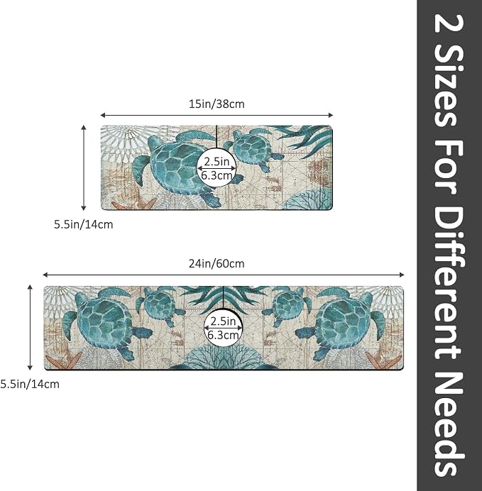 2PCS 15" X 5.5" Kitchen Sink Splash Guard Faucet Mat Sea Turtles Super Absorbent Fast Drying Faucet Guard & Draining Mat Sink Splash Guard Behind Faucet for Kitchen, Bathroom
