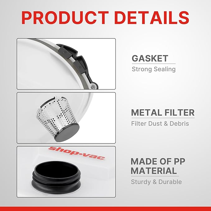 Shop-Vac 5430050 Dust Collector, Fits 5 Gallon Bucket(Sold Separately), Easy Disposal of Dust & Debris, Elbow Fittings, 2-1/2" Hose and Metal Filter Included | 2-1/2" Hose and Metal Filter Included, Easy Disposal of Dust & Debris, Elbow Fittings
