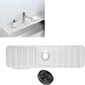 18 Inch Silicone Faucet Mat for Kitchen Sink - Kitchen Sink Splash Guard with FREE Rubber Drain Insert, Faucet Guard Draining Mat & Sink Water Splash Guard (Transparent)