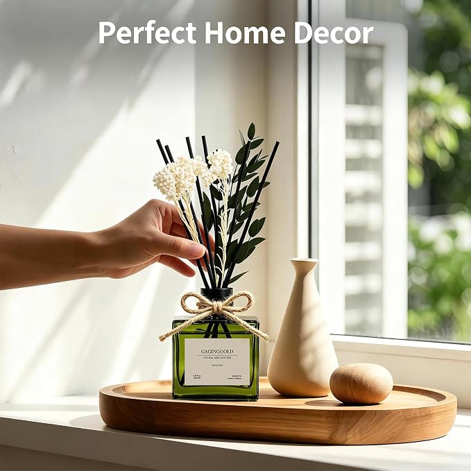 Reed Diffuser, 6.1 oz Citrus Mint Scent Diffuser with Sticks & Dried Flowers, 120 Days Long Lasting diffusers for Home, Elegant Fragrance for Bathroom Bedroom Office Decor Air Fresh