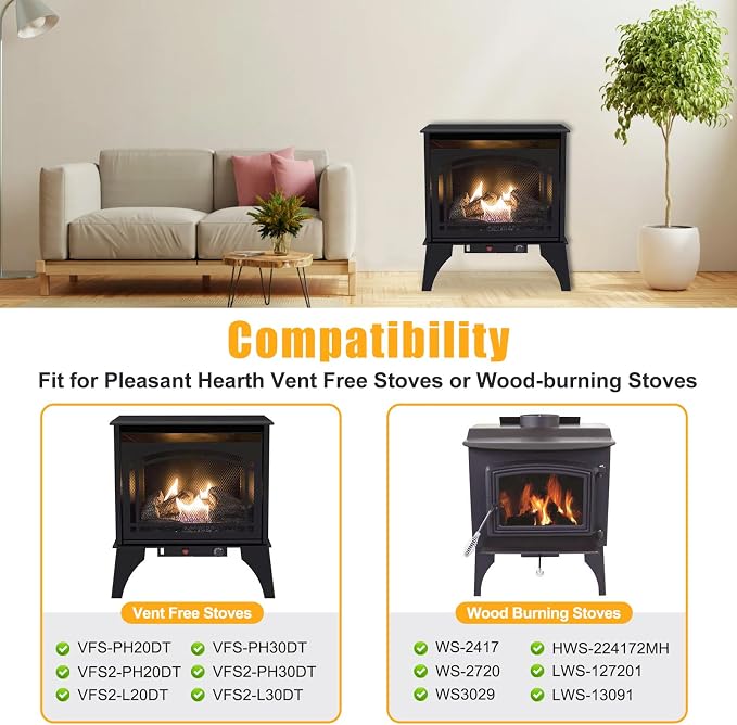 Criditpid PBAR-2427 Fireplace Blower Fan with Thermostat for Pleasant Hearth Vent Free Stove or Wood Burning Stoves, Speed Variable Blower for GHP Group VFS2-PH30DT, VFS2-PH20DT, VFS-PH20DT Fireplace.