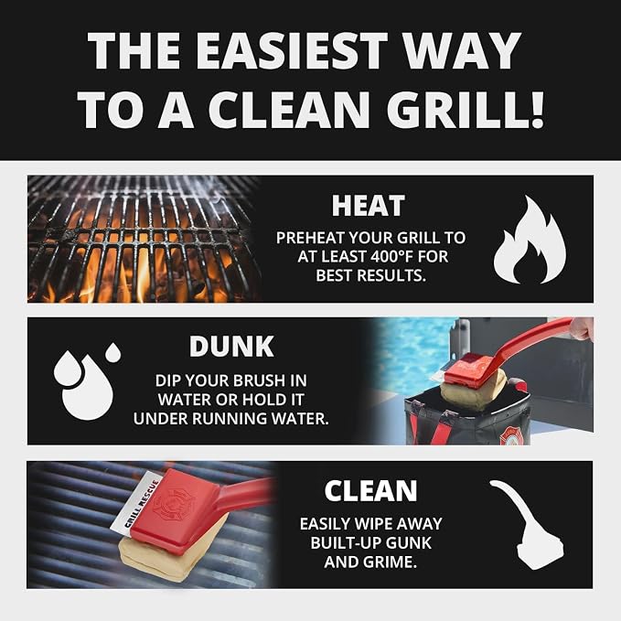 Grill Rescue Bristle-Free Steam Cleaning Grill Brush - Safe for All Grill Types, Heat-Resistant Kevlar Head, Perfect for Stainless Steel, Porcelain, Cast Iron Grates (Scraper Brush)