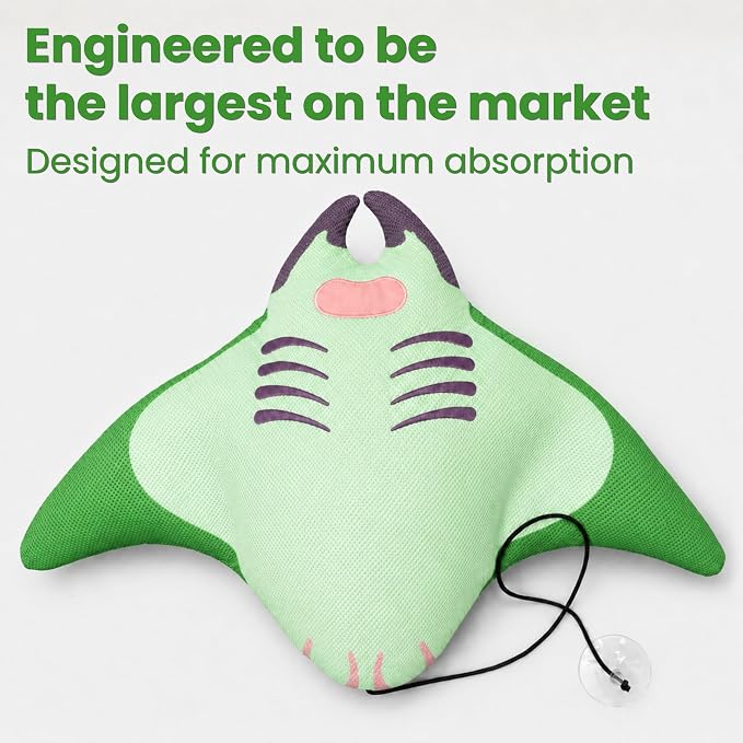 Swimming Pool & Swim Spa Scum Absorber - Green Oil Absorbing Stingray, Reusable Floating Sponge, 65% Recycled Materials, Machine Washable, Inground & Above Ground Pools