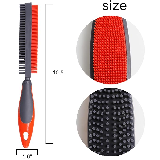 Premium Rubber Pet Hair Brush - Removes Hair from Couches & Pets' Coats O