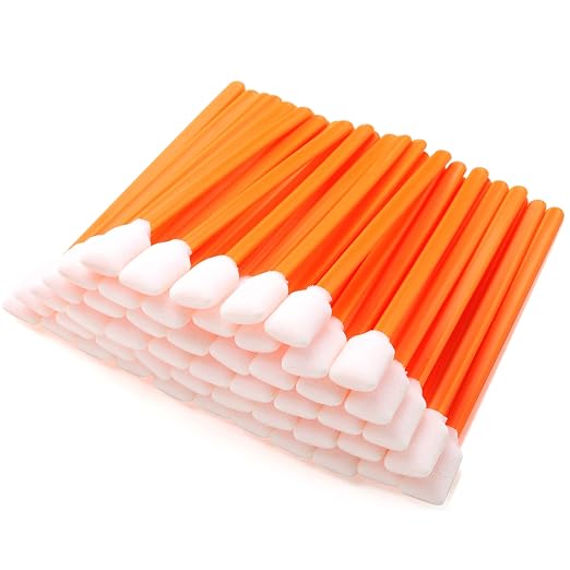 AAwipes Foam Cleaning Swab Sticks (200 pcs Large Rectangular Foam Tips, 5.25", Orange) Cleanroom Cleaning Swab Sponge Stick for Inkjet Printer, Optical Instruments