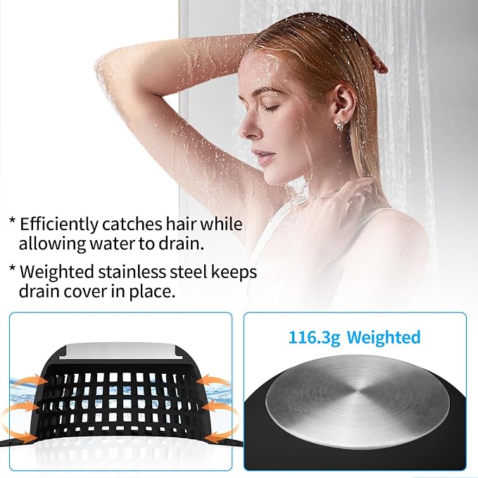 Aluvor Shower Drain Hair Catcher Bathtub Drain Cover Sink Drain Protector | Bathroom Sink & Bathtub Drain Strainer for Pop-Up & Regular Drains, Silver Black