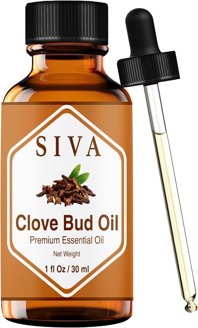 Siva Clove Bud Essential Oil, Glass Bottle with Dropper, 1 Fl Oz (30 ml) | Clove Bud Oil for Diffuser, Humidifier, Home Fragrance, Oral Care, Body Massage, Soap Making, Candle Making & DIY Projects