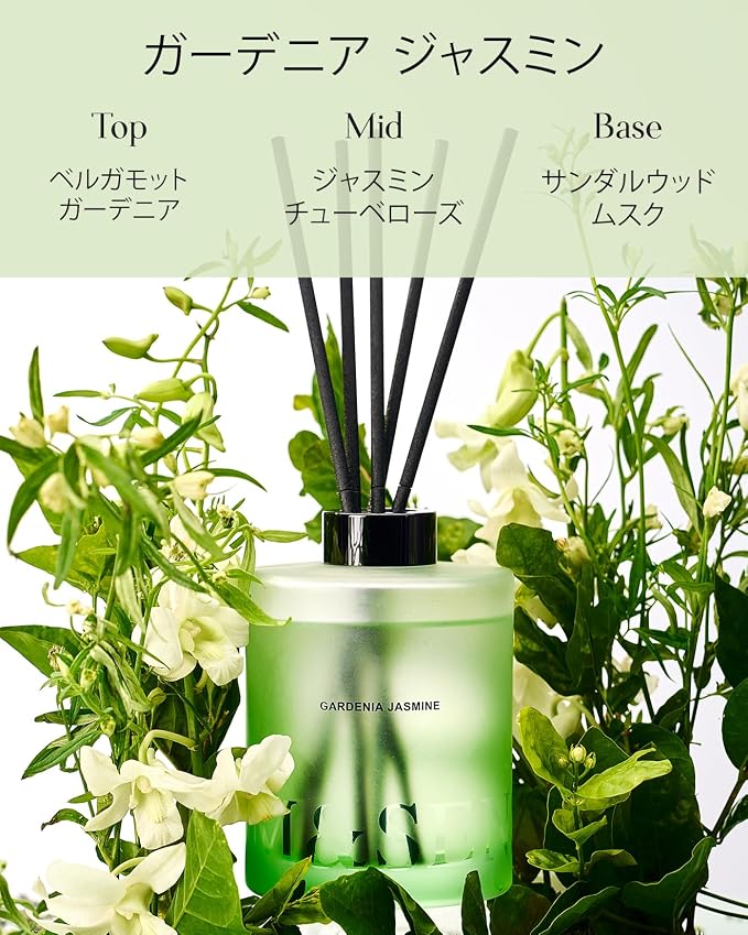 M&SENSE Reed Diffuser Set, Gardenia Jasmine, 17 oz Natural Essential Oil | Non-Toxic Organic, Long-Lasting Fragrance, Ideal for Living Room, Bedroom, Gifts for Women