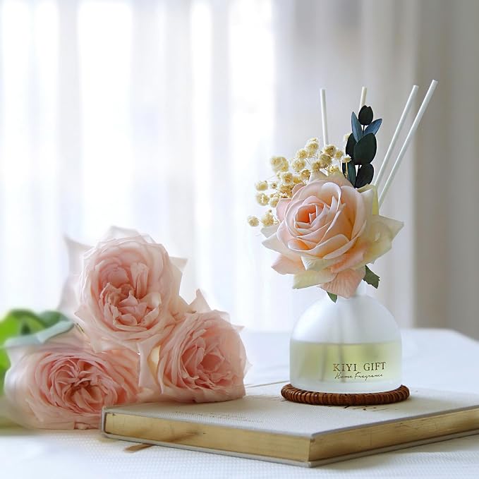 Reed Diffuser Set, 4.06 oz Scent Diffuser with 6 Sticks,Home Fragrance,Reed Diffuser for Bathroom Shelf Decor Jasmine Rose