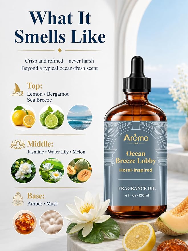 Hotel Collection Diffuser Oil - Ocean Breeze Lobby | Luxury Hotel Lobby Scent With a Rich Aroma and Long-Lasting Scent