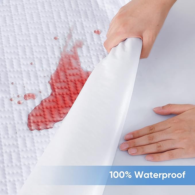 Hanherry 100% Waterproof Mattress Protector Twin XL Size, Mattress Cover 3D Air Fabric Cooling Mattress Pad Cover Smooth Soft Breathable Noiseless, 8''-21'' Deep Pocket