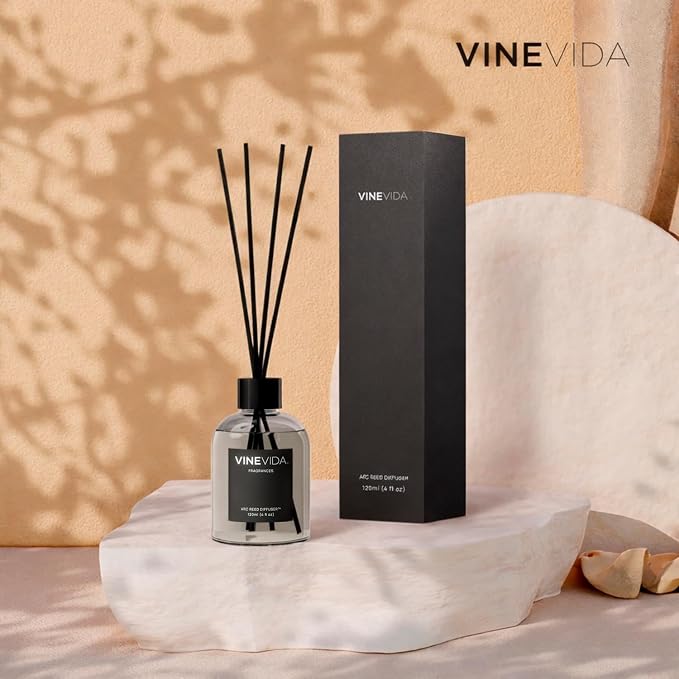 VINEVIDA Reed Diffuser Orris & Sandalwood | Diffuser Reed for Home & Bathroom | Long-Lasting Scent Sticks Set | Oil Stick Diffuser | Bathroom Scent