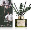 Reed Diffuser Set with 6.76 fl oz Clean Linen Scent Essential Oils and 3 Leaves & 8 Diffuser Sticks,Bathroom Shelf Decor & Air Freshener, House Bedroom Office Decor & Gifts
