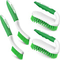 SetSail Scrub Brush, Stiff Bristle Cleaning Scrubber, 4 Pack(Green) | Durable Bristles Ergonomic Non-Slip Tpr Grip. U-Style Hanging Loop for Storage. Use for Shower, Tub, Tile, Kitchen, Carpet.