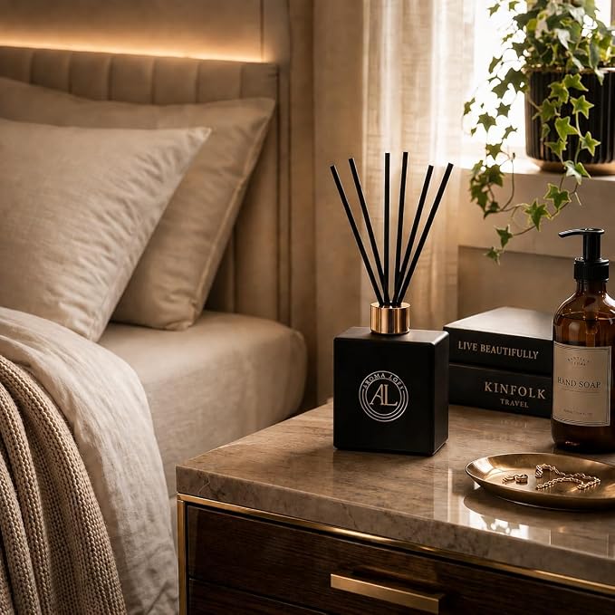 Black Reed Diffusers for Home | Premium Fragrance Diffuser | Reed Diffuser Sticks in Oil Set with Cashmere Vanilla Scent | Smell Good Stuff | Long-Lasting Oil for Bathroom & Office (5 oz)
