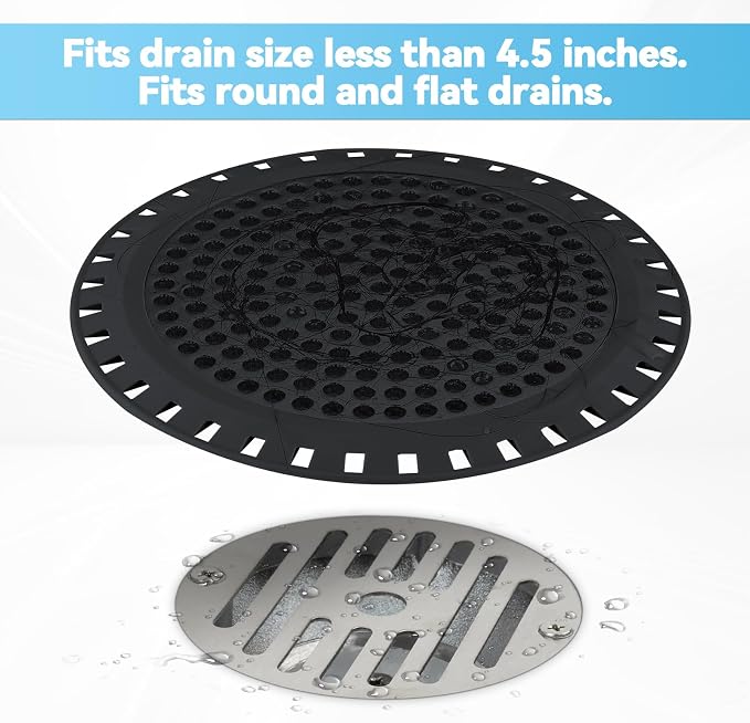 Shower Drain Hair Catcher,Aluvor Shower Drain Cover Bathtub Drain Strainers | Weighted Metal Hair Trap Stopper Sink Drain Protector Filter Bathroom Flat Strainer Stopper