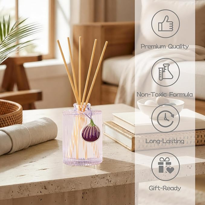 Reed Diffuser, Fig Blossom Scent Oil Diffuser, 6.09 fl oz | 8 Reeds, Long-Lasting Home Fragrance, Bathroom Bedroom Shelf Decor & Gifts