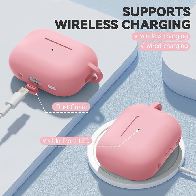 Ljusmicker for AirPods Pro 3 Case 2025 with Cleaner Kit,Magnetic Pink | Soft Silicone Protective Cover for Apple AirPod Pro 3rd Generation Case with Keychain for Women Men,Shockproof,Magnetic